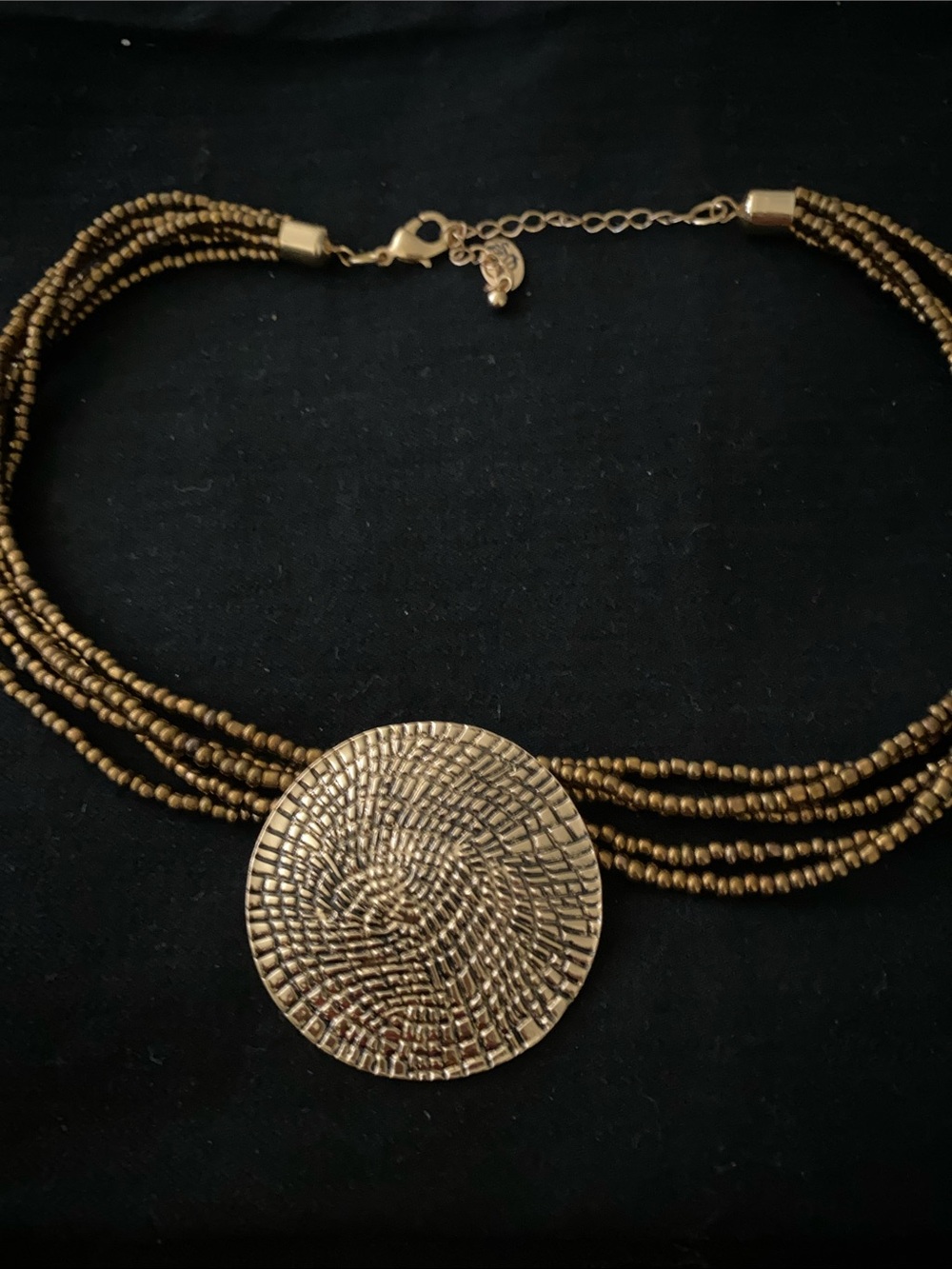 Vintage Erica Lyons multi-strand bohemian-style choker necklace gold tone